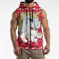 Lovely Unicorn Christmas Sleeveless Zip Hoodie Xmas Holiday Patterns - Wonder Print Shop