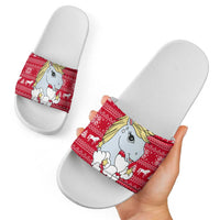 Lovely Unicorn Christmas Slide Sandals Xmas Holiday Patterns - Wonder Print Shop