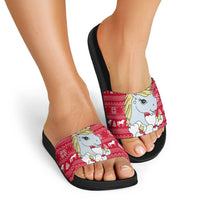 Lovely Unicorn Christmas Slide Sandals Xmas Holiday Patterns - Wonder Print Shop