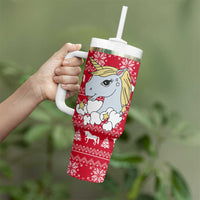 Lovely Unicorn Christmas Tumbler With Handle Xmas Holiday Patterns - Wonder Print Shop