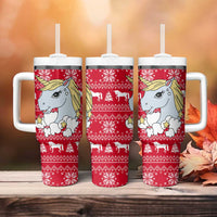 Lovely Unicorn Christmas Tumbler With Handle Xmas Holiday Patterns - Wonder Print Shop