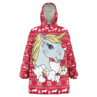 Lovely Unicorn Christmas Wearable Blanket Hoodie Xmas Holiday Patterns - Wonder Print Shop