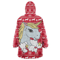 Lovely Unicorn Christmas Wearable Blanket Hoodie Xmas Holiday Patterns - Wonder Print Shop