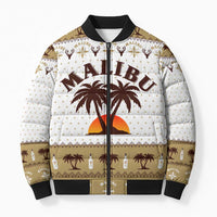 Malibu Christmas Bomber Puffer Jacket Xmas Holiday Patterns - Wonder Print Shop