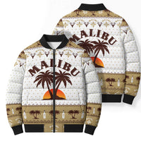 Malibu Christmas Bomber Puffer Jacket Xmas Holiday Patterns - Wonder Print Shop