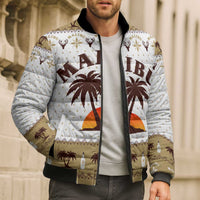 Malibu Christmas Bomber Puffer Jacket Xmas Holiday Patterns - Wonder Print Shop