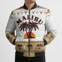 Malibu Christmas Bomber Puffer Jacket Xmas Holiday Patterns - Wonder Print Shop