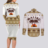 Malibu Christmas Couples Matching Long Sleeve Bodycon Dress and Long Sleeve Button Shirt Xmas Holiday Patterns - Wonder Print Shop