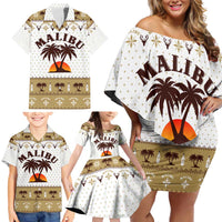 Malibu Christmas Family Matching Off Shoulder Short Dress and Hawaiian Shirt Xmas Holiday Patterns - Wonder Print Shop