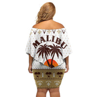 Malibu Christmas Family Matching Off Shoulder Short Dress and Hawaiian Shirt Xmas Holiday Patterns - Wonder Print Shop