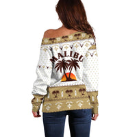 Malibu Christmas Off Shoulder Sweater Xmas Holiday Patterns - Wonder Print Shop