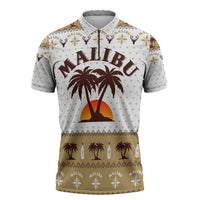 Malibu Christmas Zipper Polo Shirt Xmas Holiday Patterns - Wonder Print Shop