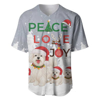 Maltese Peace Love Joy Christmas Baseball Jersey Xmas Holiday Patterns - Wonder Print Shop