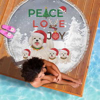 Maltese Peace Love Joy Christmas Beach Blanket Xmas Holiday Patterns - Wonder Print Shop
