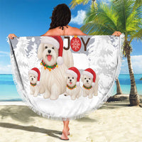Maltese Peace Love Joy Christmas Beach Blanket Xmas Holiday Patterns - Wonder Print Shop