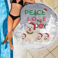 Maltese Peace Love Joy Christmas Beach Blanket Xmas Holiday Patterns - Wonder Print Shop