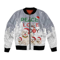 Maltese Peace Love Joy Christmas Bomber Jacket Xmas Holiday Patterns - Wonder Print Shop