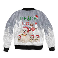 Maltese Peace Love Joy Christmas Bomber Jacket Xmas Holiday Patterns - Wonder Print Shop