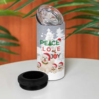 Maltese Peace Love Joy Christmas 4 in 1 Can Cooler Tumbler Xmas Holiday Patterns - Wonder Print Shop