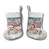 Maltese Peace Love Joy Christmas Stocking Xmas Holiday Patterns - Wonder Print Shop