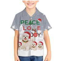 Maltese Peace Love Joy Christmas Family Matching Mermaid Dress and Hawaiian Shirt Xmas Holiday Patterns - Wonder Print Shop