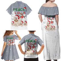 Maltese Peace Love Joy Christmas Family Matching Off Shoulder Maxi Dress and Hawaiian Shirt Xmas Holiday Patterns - Wonder Print Shop