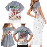 Maltese Peace Love Joy Christmas Family Matching Short Sleeve Bodycon Dress and Hawaiian Shirt Xmas Holiday Patterns - Wonder Print Shop