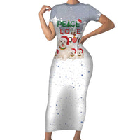Maltese Peace Love Joy Christmas Family Matching Short Sleeve Bodycon Dress and Hawaiian Shirt Xmas Holiday Patterns - Wonder Print Shop
