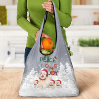 Maltese Peace Love Joy Christmas Grocery Bag Xmas Holiday Patterns - Wonder Print Shop