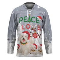 Maltese Peace Love Joy Christmas Hockey Jersey Xmas Holiday Patterns - Wonder Print Shop