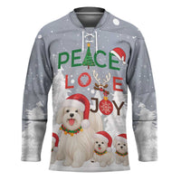 Maltese Peace Love Joy Christmas Hockey Jersey Xmas Holiday Patterns - Wonder Print Shop