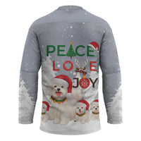 Maltese Peace Love Joy Christmas Hockey Jersey Xmas Holiday Patterns - Wonder Print Shop