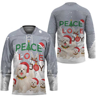 Maltese Peace Love Joy Christmas Hockey Jersey Xmas Holiday Patterns - Wonder Print Shop