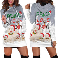 Maltese Peace Love Joy Christmas Hoodie Dress Xmas Holiday Patterns - Wonder Print Shop