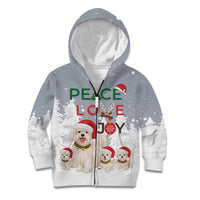 Maltese Peace Love Joy Christmas Kid Hoodie Xmas Holiday Patterns - Wonder Print Shop