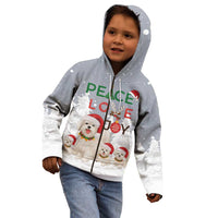 Maltese Peace Love Joy Christmas Kid Hoodie Xmas Holiday Patterns - Wonder Print Shop