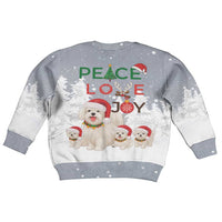 Maltese Peace Love Joy Christmas Kid Ugly Christmas Sweater Xmas Holiday Patterns - Wonder Print Shop