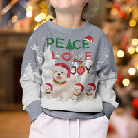 Maltese Peace Love Joy Christmas Kid Ugly Christmas Sweater Xmas Holiday Patterns - Wonder Print Shop