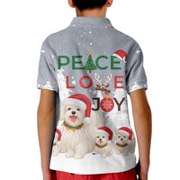 Maltese Peace Love Joy Christmas Kid Polo Shirt Xmas Holiday Patterns - Wonder Print Shop