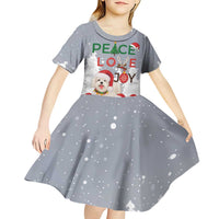 Maltese Peace Love Joy Christmas Kid Short Sleeve Dress Xmas Holiday Patterns - Wonder Print Shop