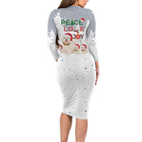 Maltese Peace Love Joy Christmas Long Sleeve Bodycon Dress Xmas Holiday Patterns - Wonder Print Shop