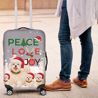 Maltese Peace Love Joy Christmas Luggage Cover Xmas Holiday Patterns - Wonder Print Shop
