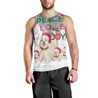Maltese Peace Love Joy Christmas Men Tank Top Xmas Holiday Patterns - Wonder Print Shop