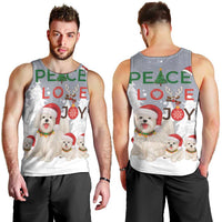 Maltese Peace Love Joy Christmas Men Tank Top Xmas Holiday Patterns - Wonder Print Shop