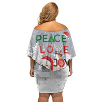 Maltese Peace Love Joy Christmas Off Shoulder Short Dress Xmas Holiday Patterns - Wonder Print Shop
