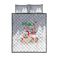 Maltese Peace Love Joy Christmas Quilt Bed Set Xmas Holiday Patterns - Wonder Print Shop