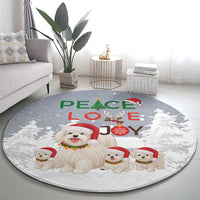 Maltese Peace Love Joy Christmas Round Carpet Xmas Holiday Patterns - Wonder Print Shop