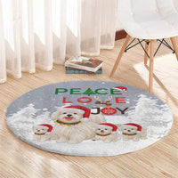 Maltese Peace Love Joy Christmas Round Carpet Xmas Holiday Patterns - Wonder Print Shop