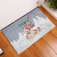 Maltese Peace Love Joy Christmas Rubber Doormat Xmas Holiday Patterns - Wonder Print Shop