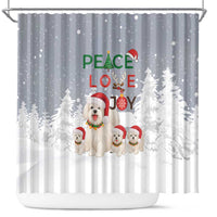 Maltese Peace Love Joy Christmas Shower Curtain Xmas Holiday Patterns - Wonder Print Shop